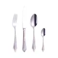 Hochwertiges Besteckset aus poliertem Edelstahl mit kunstvoll geprägten Griffen - 4-teiliges Set / Silber