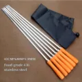 Premium 6-teiliges Set aus Edelstahl-Grillspießen mit Holzgriffen und Aufbewahrungstasche - 6er-Pack (42x0,6x0,18cm)