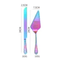 Rainbow iridescent stainless steel cake knife and server set with floral embossing - Cake Knife and Server Set / Rainbow
