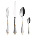 Elegantes Besteckset aus 304 Edelstahl mit goldenen geprägten Vintage-Griffen - 4-teiliges Set / Gold