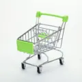 Creative mini metal shopping cart basket with green accents for unique restaurant food serving - S / Green