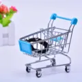 Mini carrello della spesa blu per patatine fritte o contenitore creativo da tavolo - Celeste