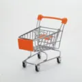 Mini carrello della spesa in acciaio inox con manico arancione per snack creativi - Arancione