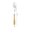 Tenedor de cena estilo japonés de acero inoxidable 304 con mango de madera de fresno - Tenedor Estilo Calabaza / Plateado