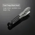Premium black stainless steel food tongs with rubberized non-slip handle, small 23.5cm size - 9 Inch / Black