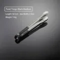 Black medium 304 stainless steel food tongs with heat-resistant rubber coated handle - 12 Inch / Black