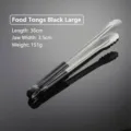 Professional 36cm stainless steel kitchen tongs with non-slip black rubber handle for BBQ - 14" / Black