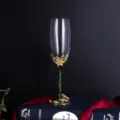 Elegant enamel champagne flute with hand-painted Lily of the Valley floral design - Iris Style (Single/Simple Pack)