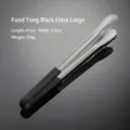 Extra large black stainless steel food tongs with 41cm length and anti-slip handle - 16" / Black