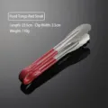 Small 23.5cm 304 stainless steel food tongs featuring heat-resistant red rubber handle - 9 Inch / Red