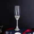 Elegant enamel crystal champagne flute goblet with relief details for luxury gift - Cherish Style (Single/Simple Pack)