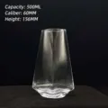 Geometric transparent glass cup 500ml capacity 156mm height for juice and milk tea - 500ml / Square Face Style