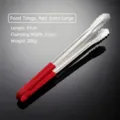 Professional 41cm stainless steel kitchen food tongs with red rubber non-slip handles for BBQ - 16" / Red