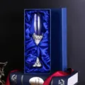 Luxury enamel crystal champagne flute in elegant blue gift box with blue satin lining - Cherish Style (Single/Gift Box)