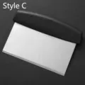 Professional stainless steel dough scraper with ergonomic black handle, Style C variant - Style C
