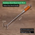Gancho para carne de barbacoa de acero inoxidable con mango ergonómico de peral de 41cm - Gancho para Carne (Mango de Madera de Pera)