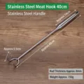 Gancho de acero inox para carne de 40 cm con varilla de 8 mm para cordero y ternera. - Gancho para Carne (Mango de Acero Inoxidable)