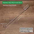 Gancho para carne de acero inoxidable para barbacoa de 61 cm con medidas detalladas - Gancho para Carne (Mango de Acero Inoxidable)