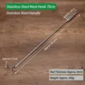 Gancho profesional para carne de acero inoxidable de 70 cm con dos puntas para barbacoa pesada - Gancho para Carne (Mango de Acero Inoxidable)