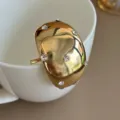 Elegant gold-tone metal ponytail hook with rhinestones, minimalist Japanese style hair accessory - Gold