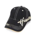 Casquette de baseball noire rétro avec surpiqûres contrastées et broderie pour femmes. - H Noir