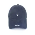 Navy blue cotton baseball cap detail with white Y embroidery and slogan brim stitching. - Adult 56-60cm / Y Navy Blue