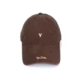 Close-up of the brown baseball cap featuring delicate embroidered letter Y and brim text. - Adult 56-60cm / Y Coffee