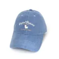 Blue denim baseball cap with cute cartoon sheep embroidery and 'Digital Postcard' text - Little Lamb Blue / Adult 56-60cm