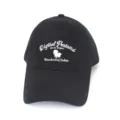 Detailed view of white cartoon sheep embroidery on black cotton baseball cap for women - Adult Size / Sheep Pattern / 56-60cm / Black