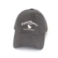Close-up detail of gray retro cotton baseball cap featuring cute sheep embroidery - Lamb Grey / Adult 56-60cm