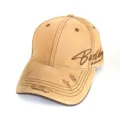 Vintage distressed khaki baseball cap with side embroidery letters, perfect for casual outdoor wear. - B Khaki