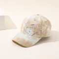 Casquette de baseball tendance tie-dye, chapeau de soleil décontracté au design éclaboussé. - Adulte 55-58cm / Graffiti kaki