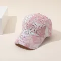 Casquette de baseball rose tie-dye avec sequins pour femmes, chapeau de soleil chic et mode. - Adulte 55-58cm / Rose Pailleté