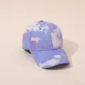 Détail de casquette de baseball tie-dye violette, texture de tissu, chapeau de soleil. - Adulte 55-58cm / Violet