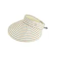 Detailed side view of a stylish khaki and white striped sun visor hat for women - Adult 55-58cm / Striped Khaki