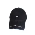 Distressed black cotton baseball cap featuring heart embroidery and quote on the brim - Heart Black / Adult 56-60cm
