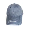 Casquette de baseball en denim lavé avec broderie, chapeau de soleil unisexe et décontracté. - Adulte 56-60cm / Style bye / Bleu