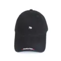 Black cotton baseball cap with embroidered letters, Korean style casual sun protection hat. - Adult 56-60cm / nb Black