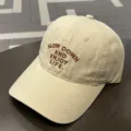 Gorra de béisbol casual en beige con bordado de letras marrones, elegante y parasol. - Adulto 55-58cm / life Beige