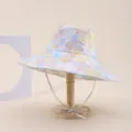 Detail view of the floral pattern and wide brim of this sun protection fisherman hat. - Adult 55-58cm / Light Colored Floral (33)