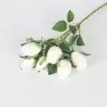 Kunstmatige witte rozen bos 7 hoofden nep bloemen voor thuis huwelijk feest decor. - Wit