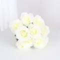 10-head French rose artificial silk flowers bouquet for wedding home romantic party decor - White
