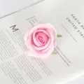 Artificial velvet rose flower head, 7cm pink faux flower for wedding car cake and party decor. - Pink