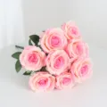 10-head artificial pink rose bouquet for wedding, hotel, and romantic home decoration. - Champagne Pink