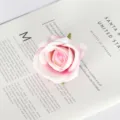 Tête de rose artificielle en velours 7cm pour décoration de gâteau de mariage et arrangement - Rose Clair