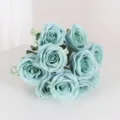 10 heads French artificial rose bouquet silk flowers for wedding home party table decoration - Green
