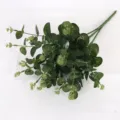 Ramo de flores de hojas de eucalipto artificiales para decoración de hogar y hotel. - Verde
