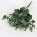 Rama de eucalipto hoja de dinero 16 tenedores planta verde falsa para la decoracion - Verde Grisáceo