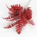 Artificial red fern leaf branch for wedding party home decoration floral arrangement supply - Burgundy