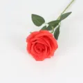 Single stem red silk artificial rose for home wedding decoration flower arrangement - Red